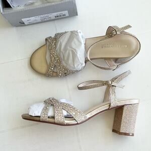 New TOUCH UPS Ivy Ankle Strap Heel Sandal Women’s SIZE 7.5 Champagne